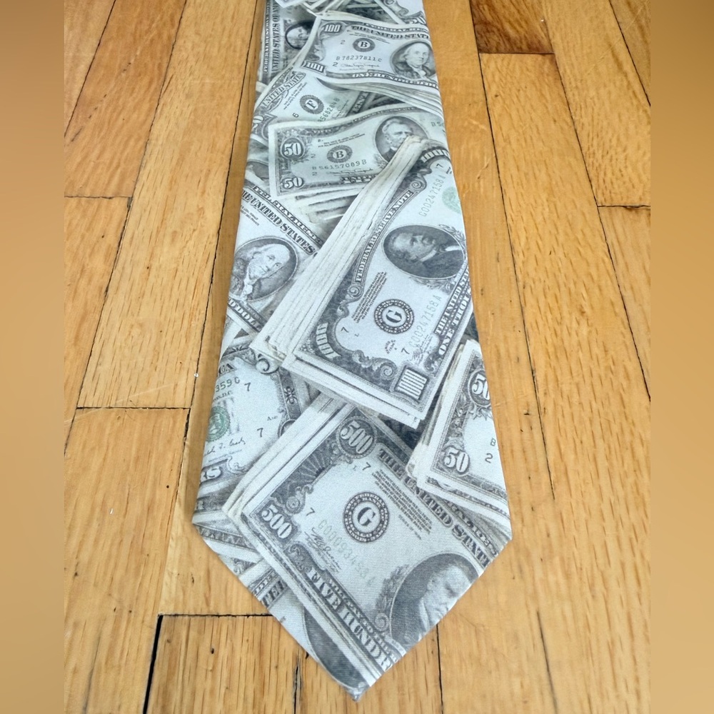 Vintage Ralph Marlin Money Tie 1994 Dollar Bill Novelty USA